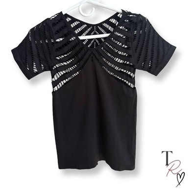 Sport Pro Compression Black Cutout Lasercut Short Sleeve Athletic Top Size M