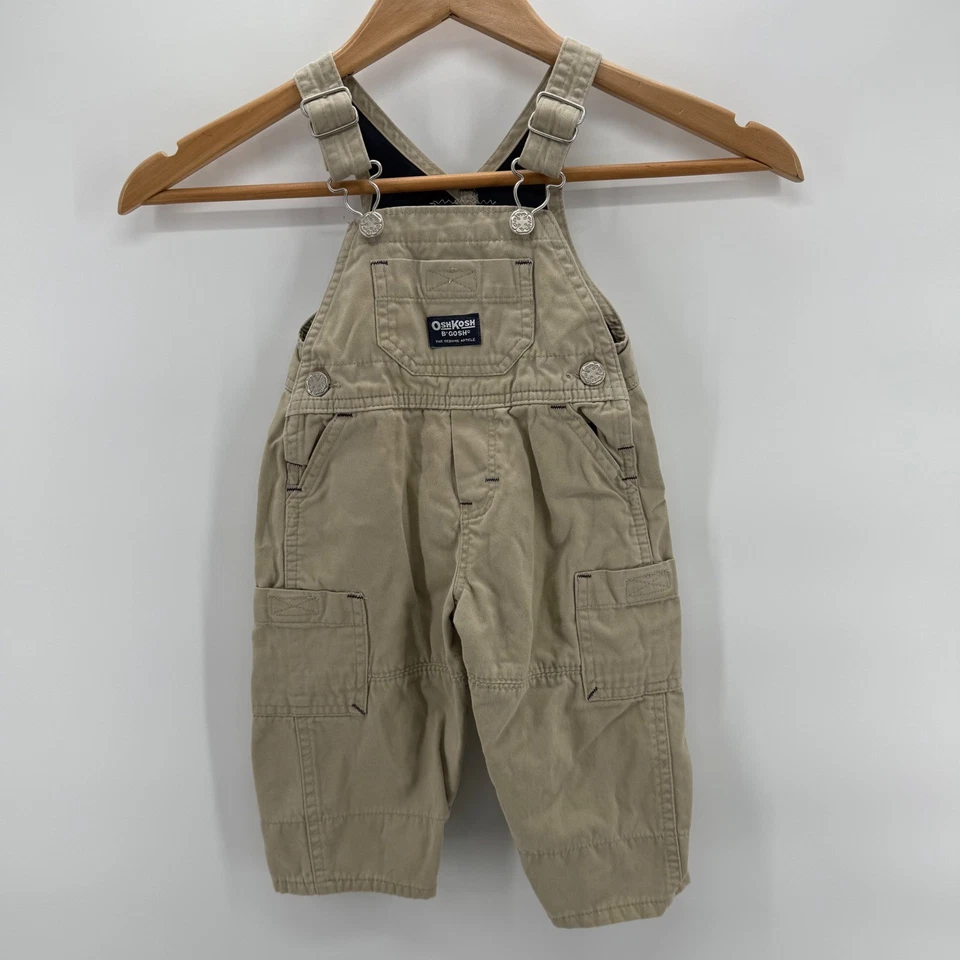 OshKosh BGosh Bebé Niño Pequeño Caqui Algodón Mono Chaleco Talla 12 Meses Y2K Foto 2 de 4