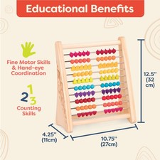 Fruity Wooden Abacus for Kids Classic Math Learning Toy with 100 Beads.