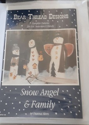 New Bear Thread Designs sewing pattern to make 4 ft snowman & family holidays