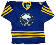Vintage CCM Center Ice Buffalo Sabres Blue Authentic Hockey NHL Jersey sz. 44