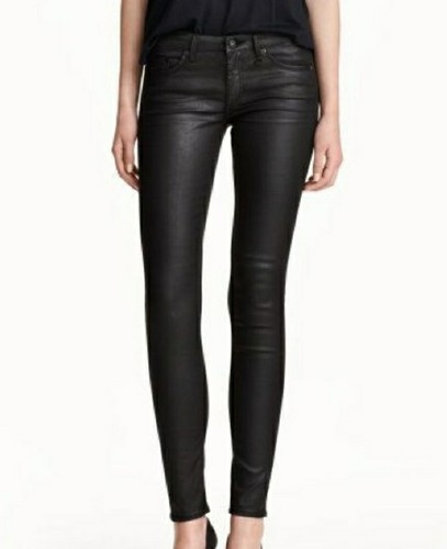 H\u0026M BLACK COATED SKINNY JEANS size 10 