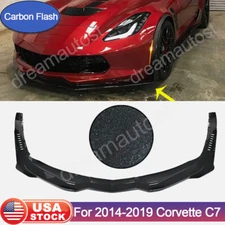 Stage 3 CARBON FLASH Front Lip Splitter w/Side Winglet For 14-19 Corvette C7 Z06