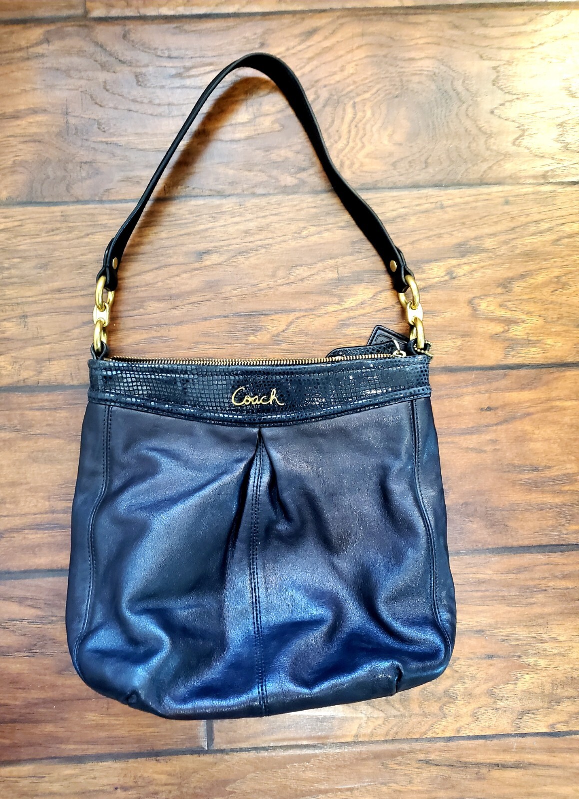 coach black leather shoulder bag Gem