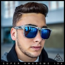 Kush Mirrored Brushed Plastic Wood Grain Iconic Horn Rim Sunglasses