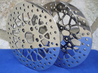 FRONT MESH DNA 60 80 SPOKE BRAKE ROTORS W/FREE BOLTS ROTOR PAIR HARLEY 2000 & UP