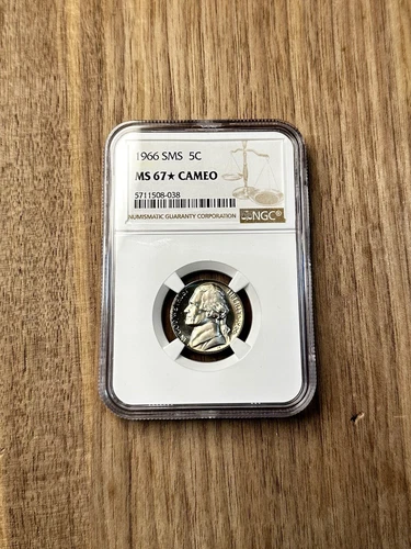 1966 SMS Jefferson Nickel 5c NGC MS 67 * STAR CAMEO