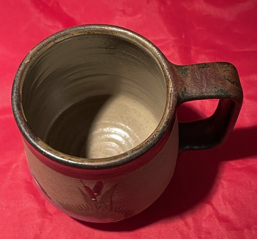 Tazza da caffè vintage messicano Tonala Jal firmata Perez gabbiani di mare spiaggia dipinta a mano - Foto 5 di 6