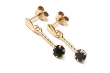 9ct Gold Sapphire earrings 4mm Round Drop Gift Boxed Made in UK 
