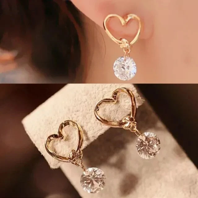 Pendientes colgantes/gotas de moissanita enchapados en oro de 14 quilates de plata de 1,30 quilates para mujer Foto 4 de 4