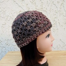 Women's Men's Dark Brown  Rust Cotton Crochet Hat Summer Beanie Skull Cap, Kufi