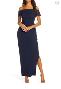 vince camuto off the shoulder gown champagne