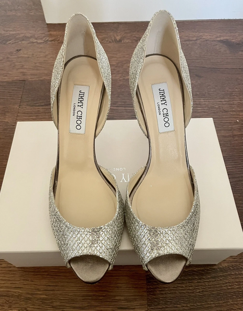 Jimmy choo glitter fabric champagne sale