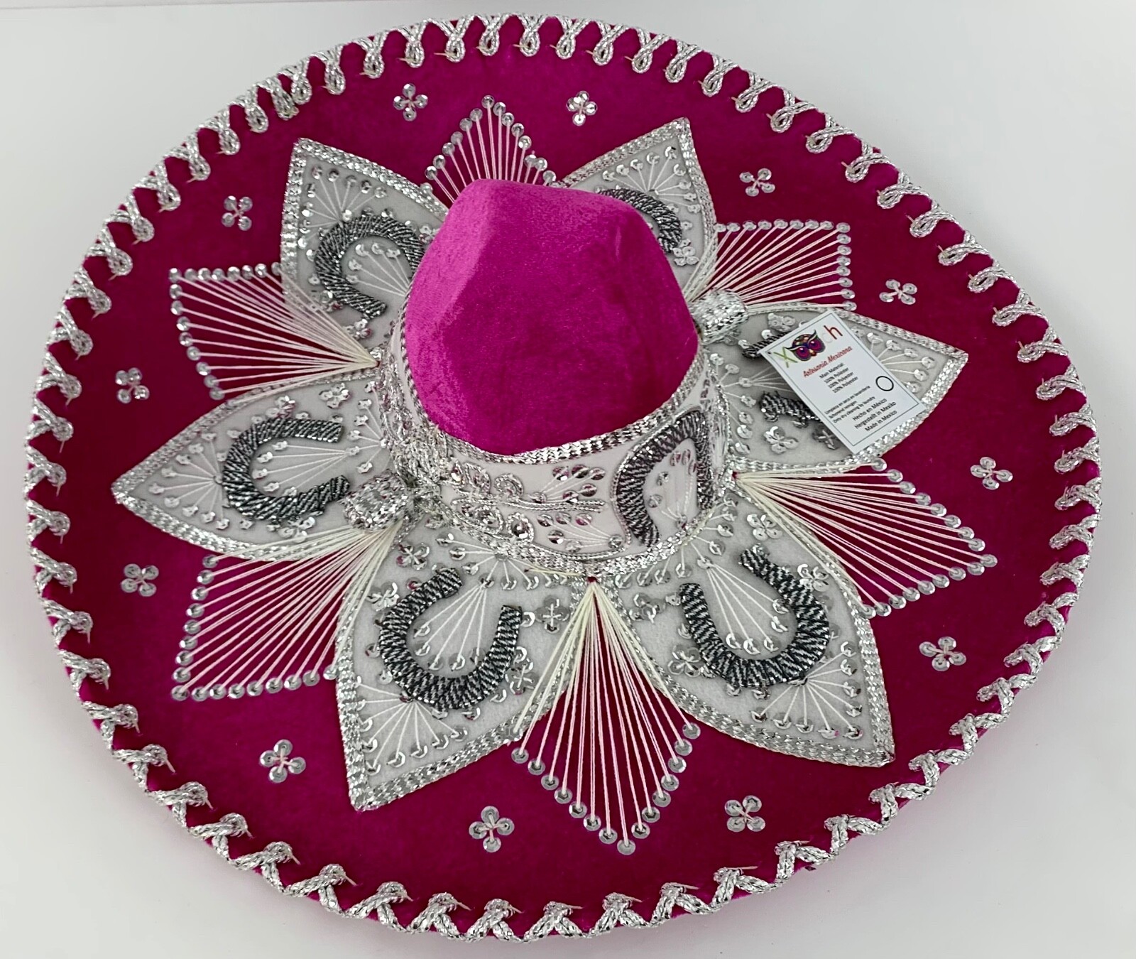 Sombrero Mariachi Sombrero "FLORES" Rosa/Plata - Talla 5 - de México