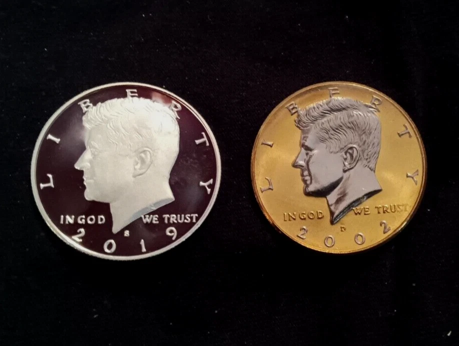 2019 .999 Silver Kennedy And 2002 Gold And Silver Plated Kennedy Half Dollars - Image 2 of 4