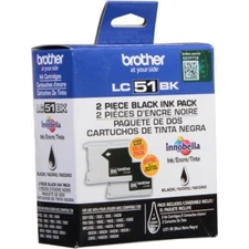 2-Pack (2-PK) New Genuine Brother LC-51 Black Ink Cartridges