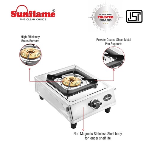 Sunflame Single Burner Stainless Steel Burner Gas Stove Manual Ignition Silver eBay