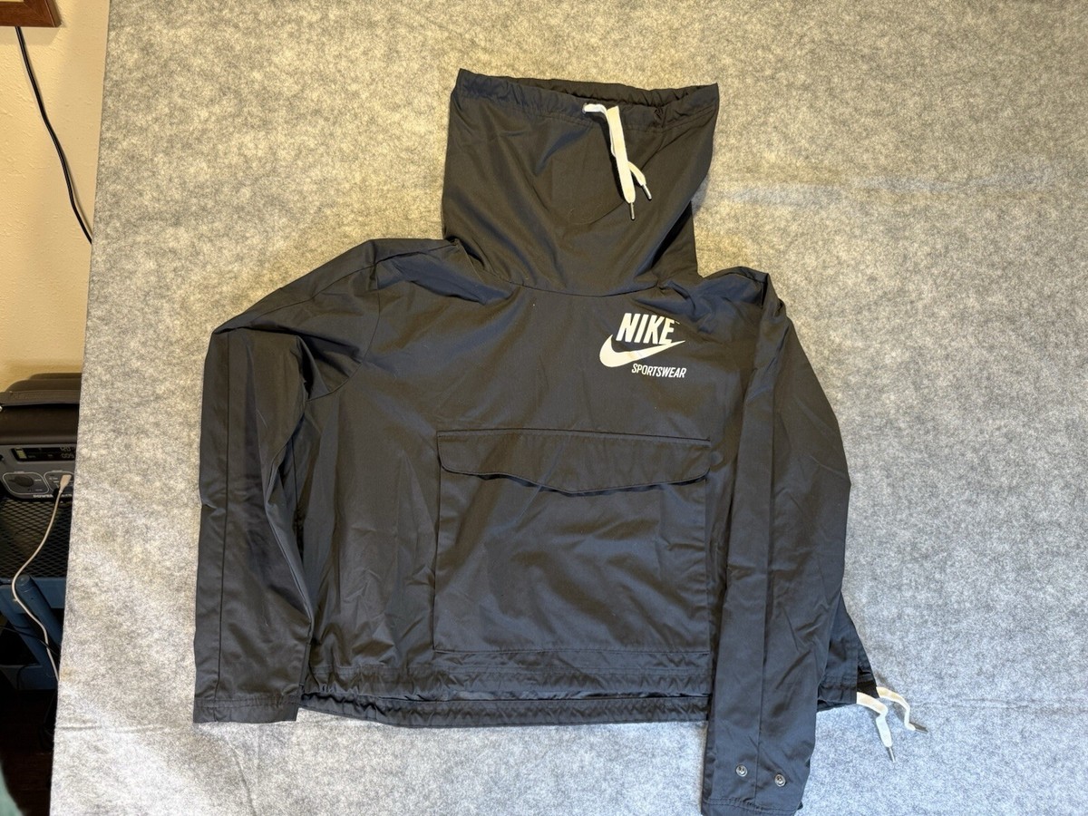 Nike Pullover Archive Jacket Womens Sz M Black Funnel Neck