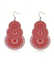 Hollow Flower Pattern Boho Elegant Dangle Earrings Zinc Alloy Silver Plated