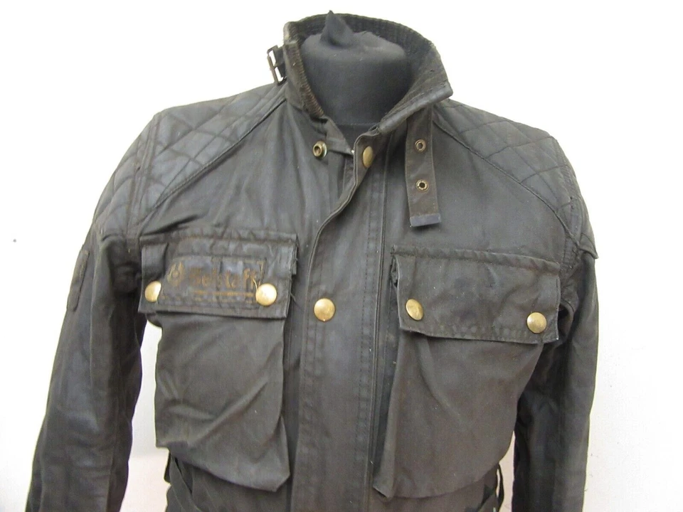 CHAQUETA DE MOTO VINTAGE AÑOS 80 BELSTAFF TRIALMASTER PRO ALGODÓN ENCERADO TALLA S Foto 2 de 4