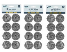 24 x Stainless Steel Scourers Heavy Duty Kitchen Wire Pan Pads Washing Cleaning