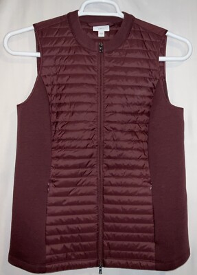 NWT Women s J. Jill Full Zip Puffer Vest w/ Side Panels - Wineberry - Size Small