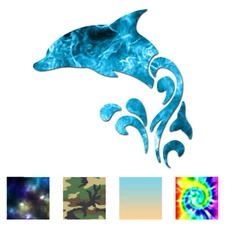 Dolphin Wave Tribal - Vinyl Decal Sticker - Multiple Patterns & Sizes - ebn218