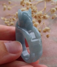 Certified Icy Green Burma Natural A JADE Jadeite Cat RING USA. 9.75    659206 TN
