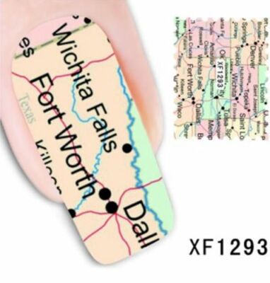 Nail Art Water Transfer Sticker Decal Stickers Pretty Map XF1293