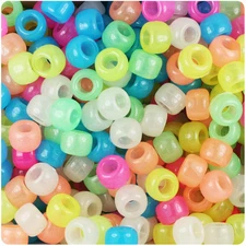 BeadTin Glow Mix 9mm Barrel Pony Beads (500pcs)