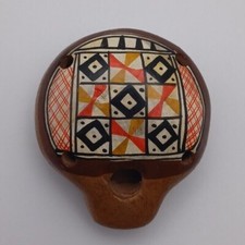 OCARINA Pottery Flute - Colorful Painted - Made in Peru Folk Art Jungle Whistle