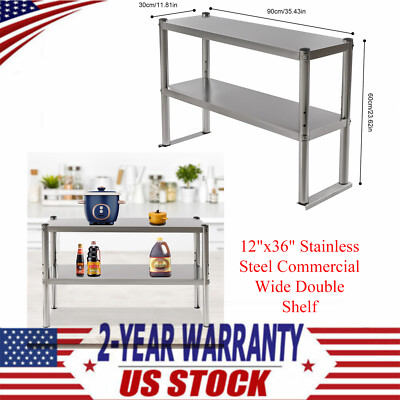 Tabletop Two Levels Of Storage Space Adjustable Shelf For Prep Table 12x36 Inch