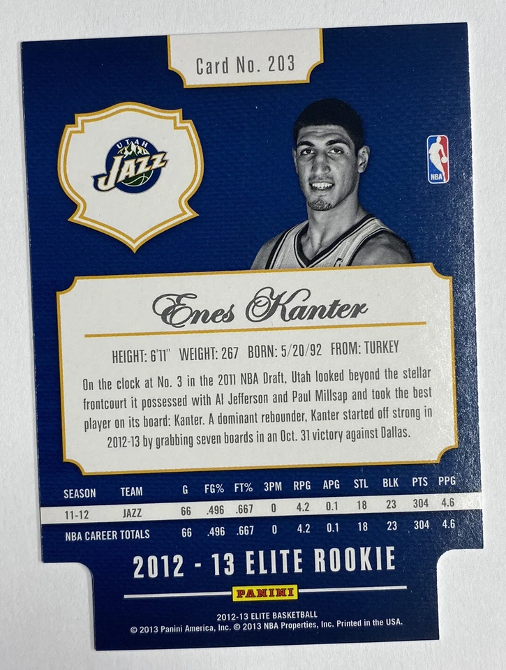 2012-13 Panini Elite Enes Kanter Rookie 14/24 #203 - Image 2 of 3