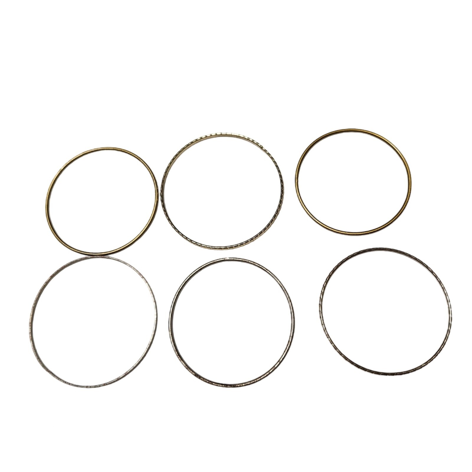 Retro Mixed Metal Stackable Bangle Bracelets Text… - image 4