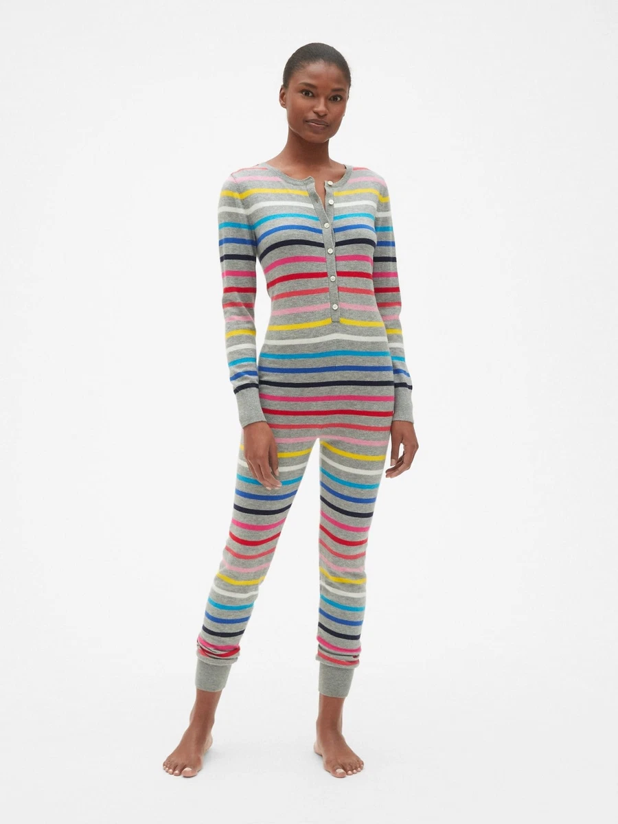Love by Gap Crazy Stripe Union Suit Long Johns Pajamas XL 98 NWT