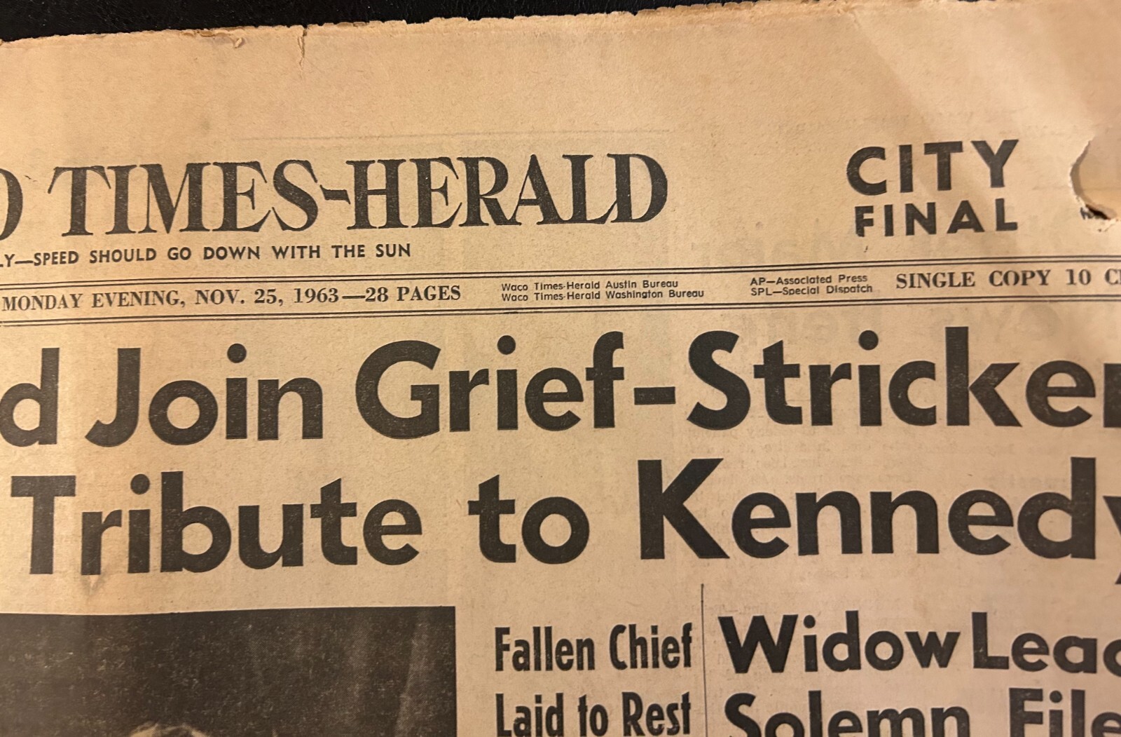 Kennedy Assassination Waco Times Herald, TX, November 23, 1963 1st
