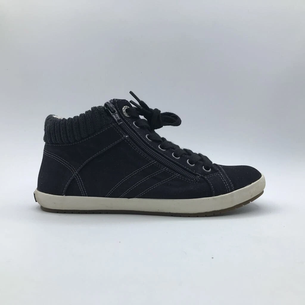Taos Womens Startup Sneaker Shoes Black White STP 13988 Mid Top Lace Up Zip 7.5M