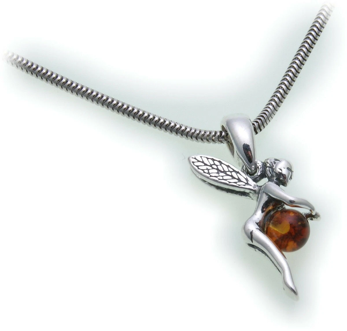 Vintage Argento Sterling Ovale Marrone Scuro Naturale Pendente Ambra