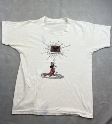 A1 Vintage 80s The Disney Channel TV Fantasia T Shirt Mickey Mouse 
