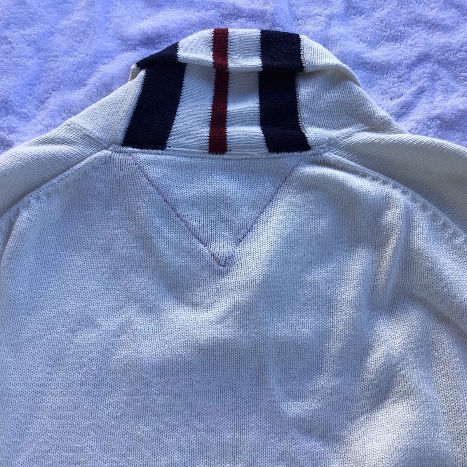 Men’s Tommy Hilfiger Ivory Cream  Shawl Sweater Rare! Size Large image 6