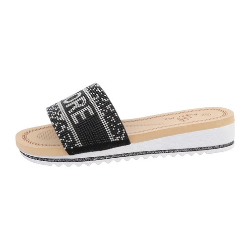 Wedge sandals women's shoes 4960 Ital design in black