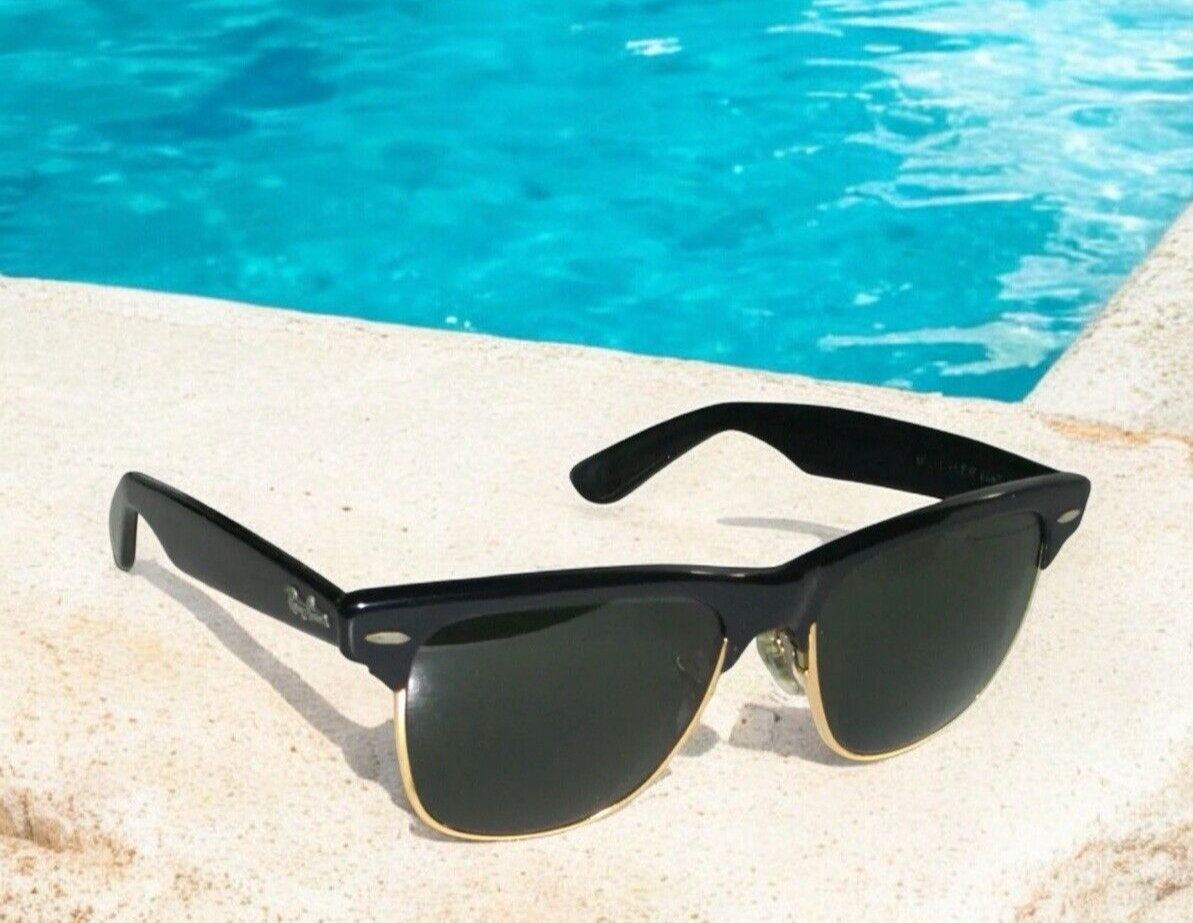 VINTAGE 90's B&L RAY-BAN USA WAYFARER MAX W0534 EBONY/ Gold