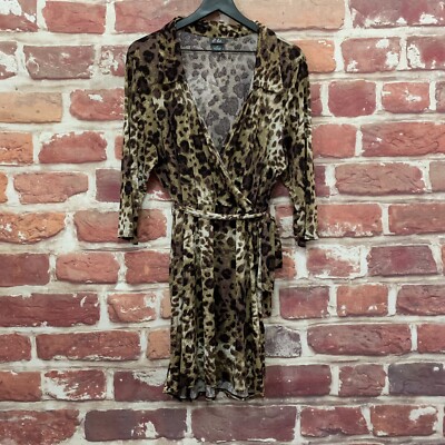 Dots Tunic Dress Womens 3X Tan Brown Abstract Animal Print Stretchy Pullover