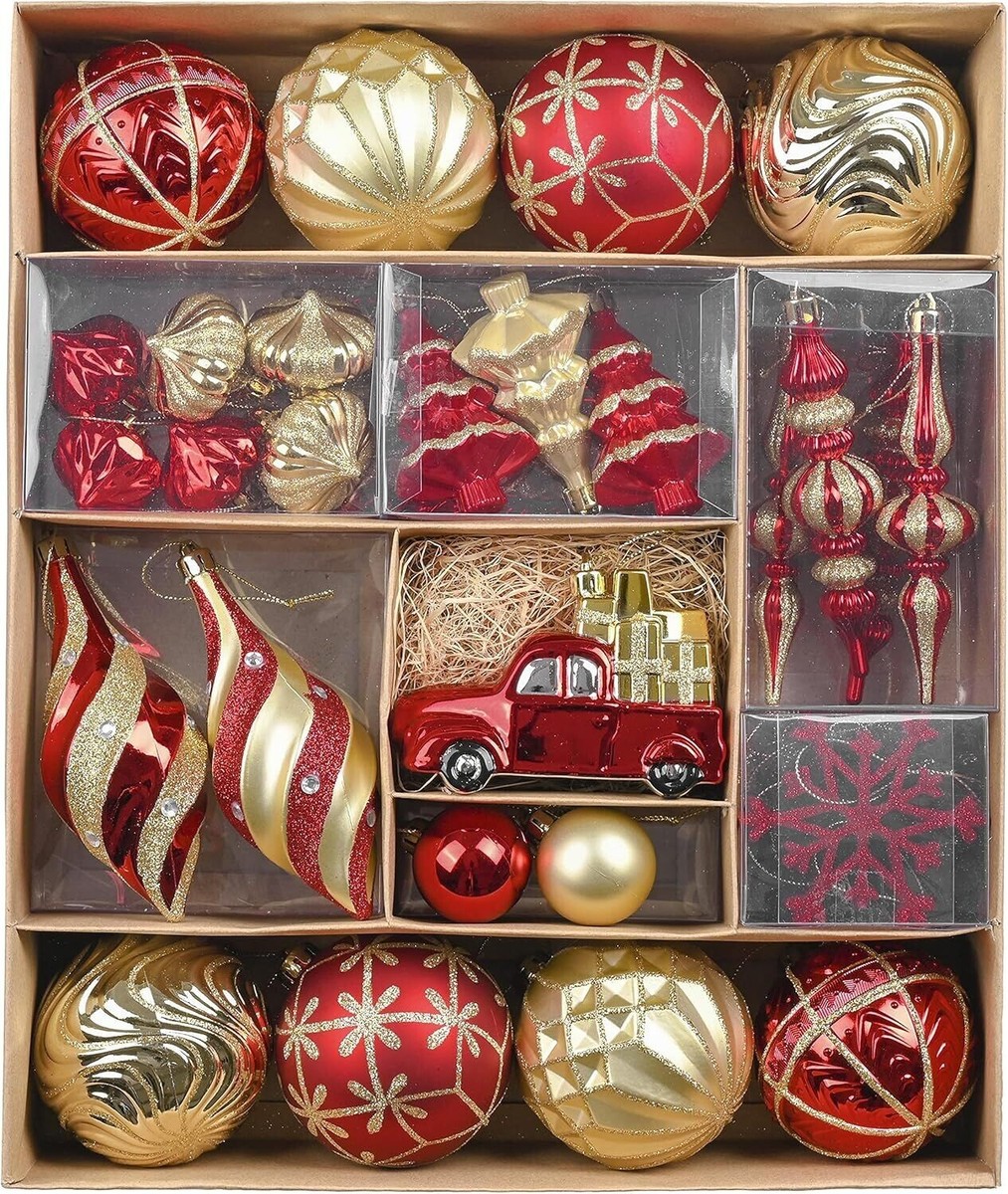 Valery Madelyn 60 pc Gold and Red Christmas Decoration