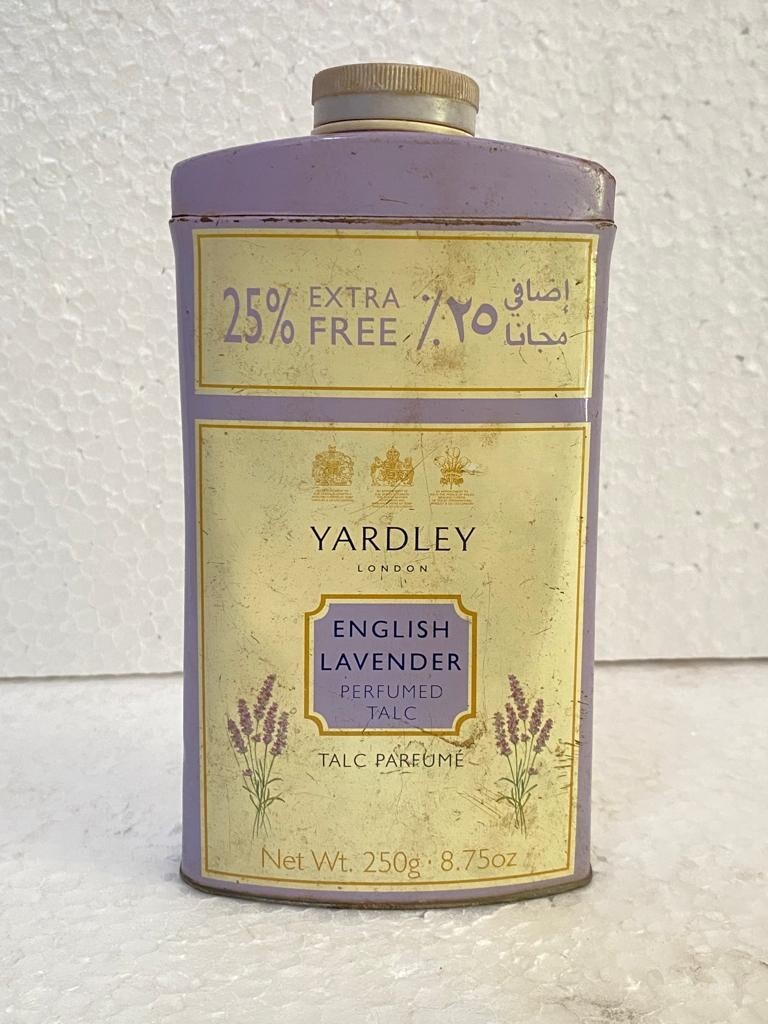 OLD VINTAGE RARE YARDLEY LONDON PERFUMED TALC POWDER IRON TIN BOX