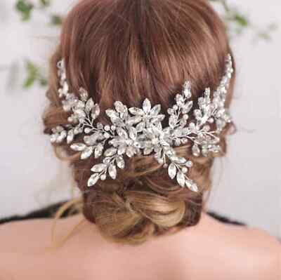 Neu Luxus Braut Vintage Silber Voll Strass Großer Haarkamm Braut Glänzend UK