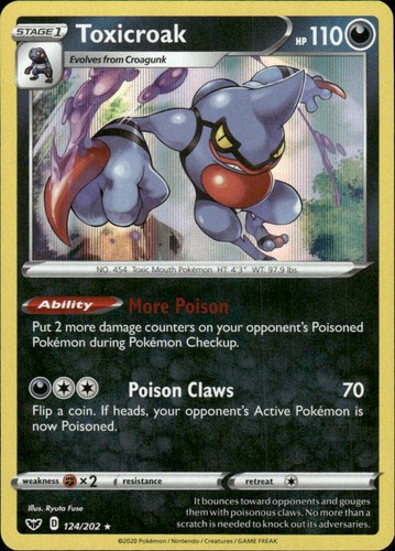 Toxicroak Sword & Shield Base Set 124/202 Holo Rare Holo Pokémon — English NM