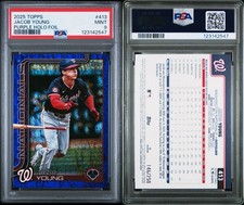 2025 Topps Series 2 Jacob Young #413 Purple Holofoil /250 Nationals PSA 9