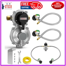 2-Stage Auto Changeover RV Propane Regulator – Dual Tank Hose with Gauge (18)