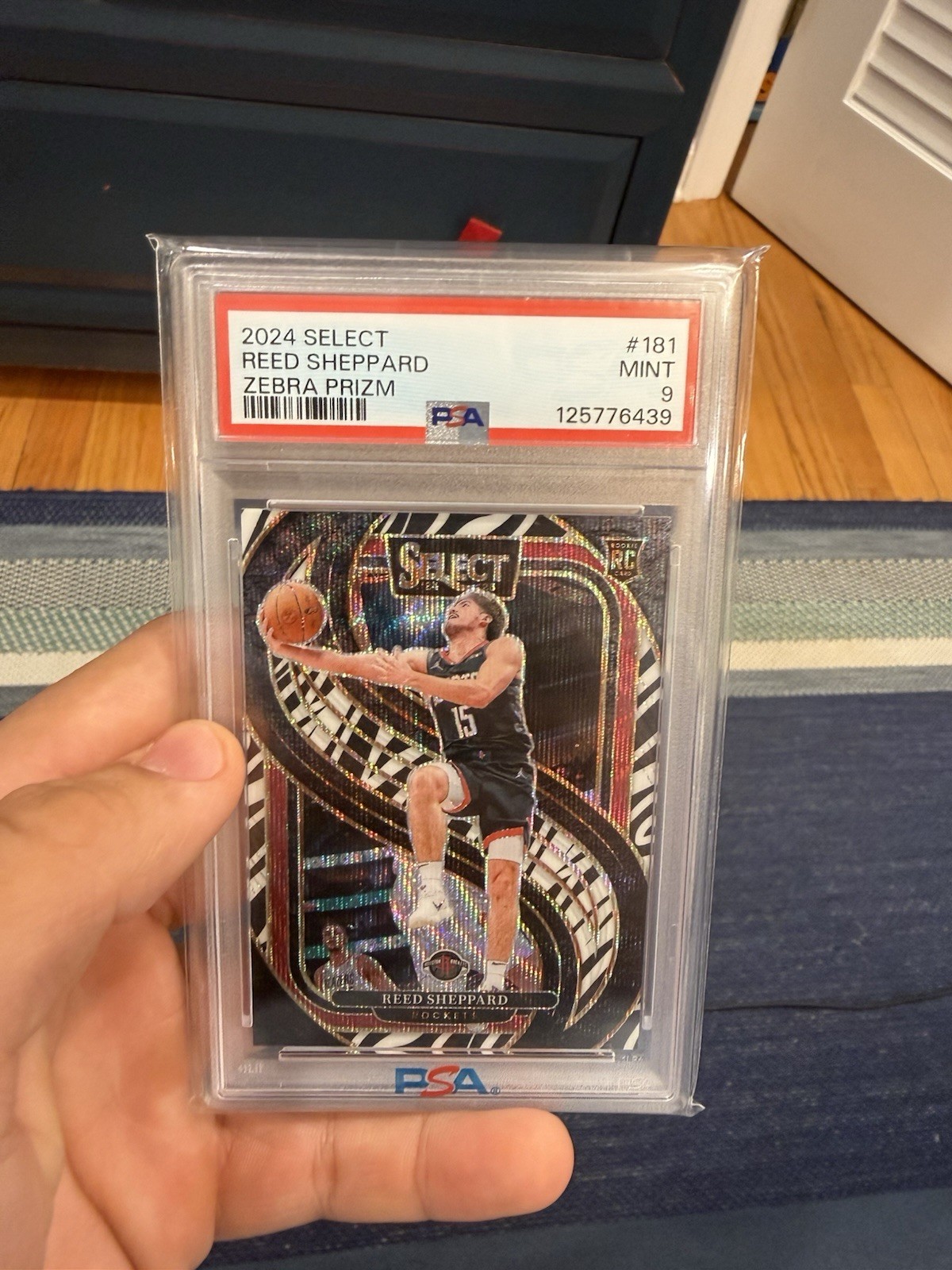 2024-25 Panini Select - Premier Level Reed Sheppard #181 Zebra Prizm (RC) PSA 9